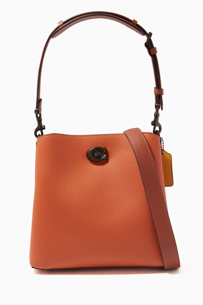 

Willow Bucket Bag in Colour-block Leather, Orange