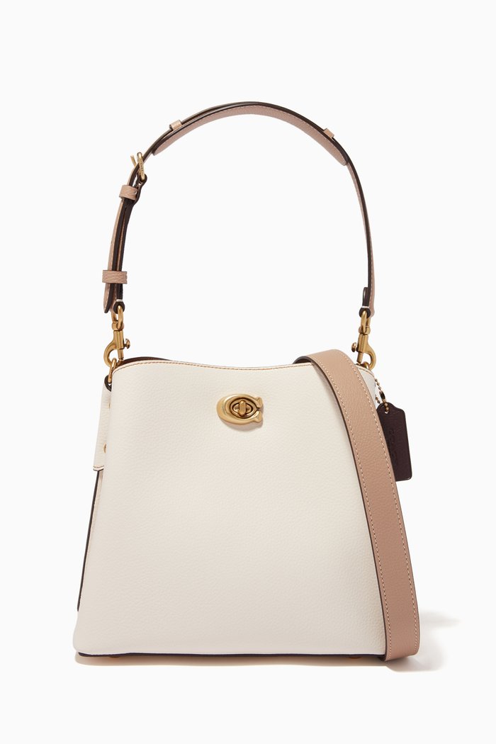 

Willow Bucket Bag in Colour-block Leather, White