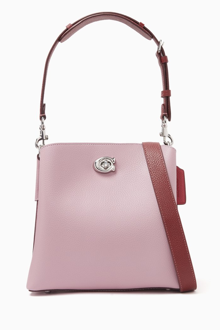 

Willow Bucket Bag in Colour-block Leather, Purple