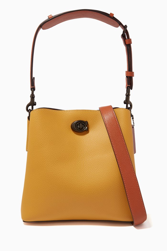 

Willow Bucket Bag in Colour-block Leather, Yellow