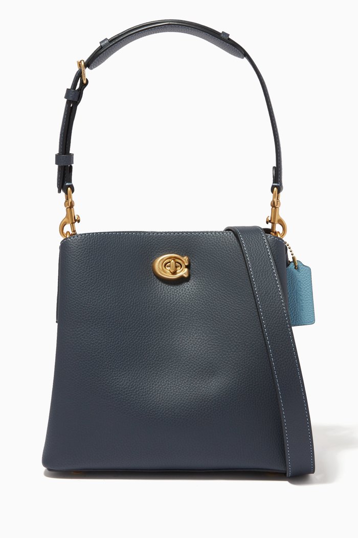 

Willow Bucket Bag in Colorblock Leather, Blue