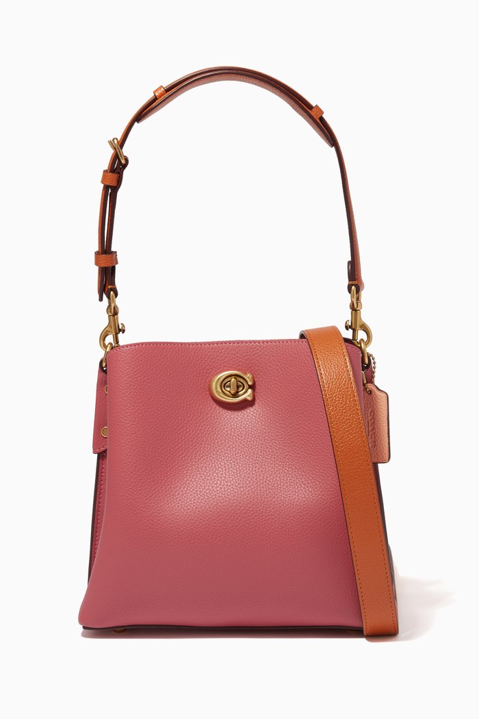 

Willow Bucket Bag in Colorblock Leather, Red