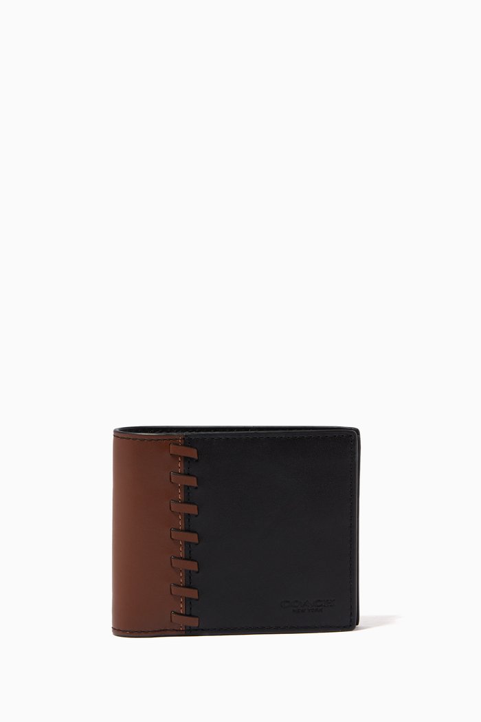 

3-In-1 Wallet with Whipstitch in Leather, Black