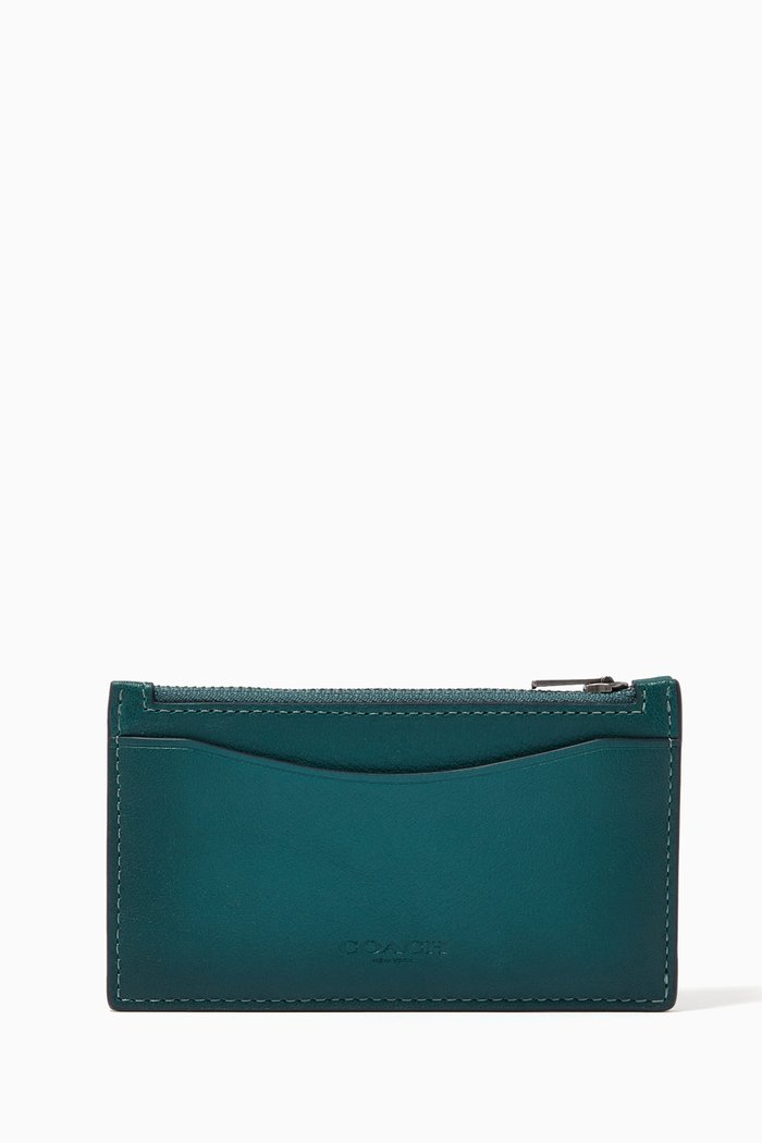 

Zip Card Case in Colourblock Leather, Blue