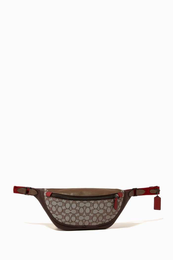 

League Belt Bag in Signature Jacquard, Brown