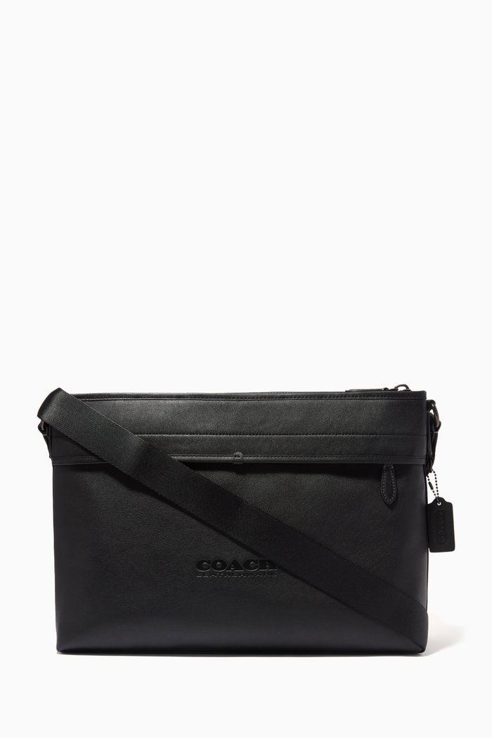 

League Crossbody Bag in Leather, Black