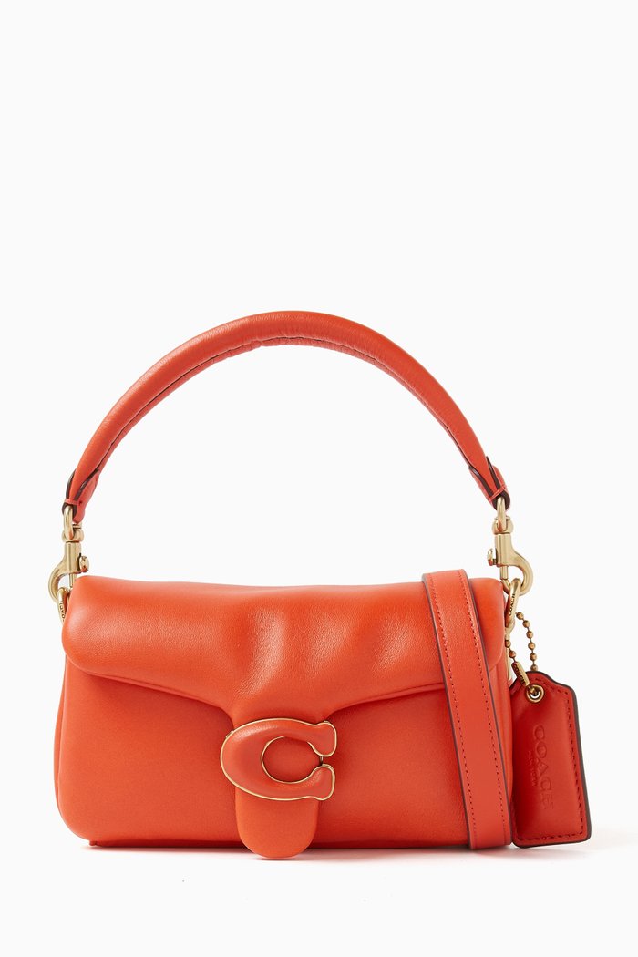 Pillow Tabby Shoulder Bag 18 in Nappa Leather, Orange