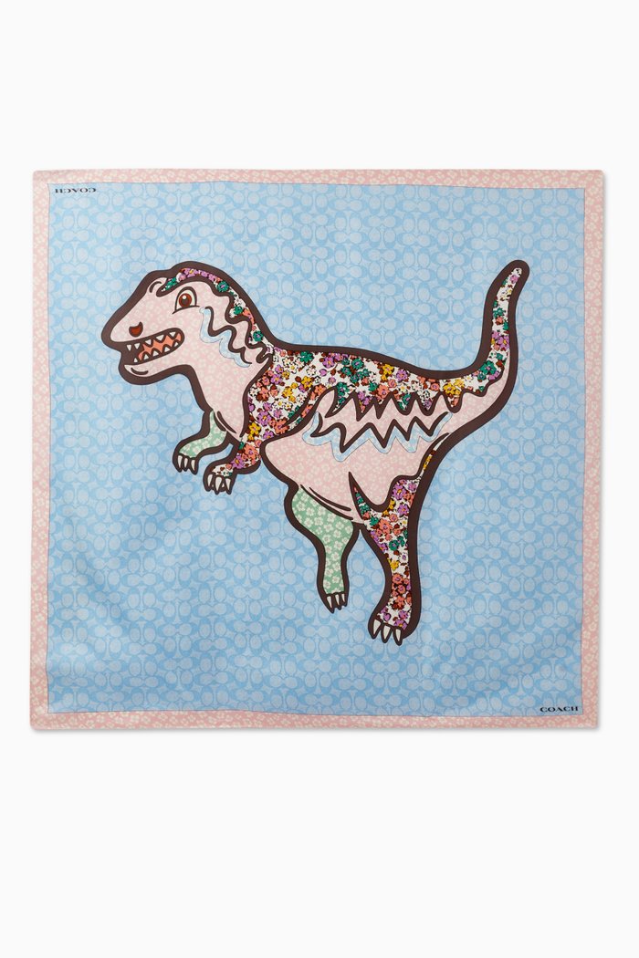 

Patchwork Rexy Print Square Scarf in Silk, Pink