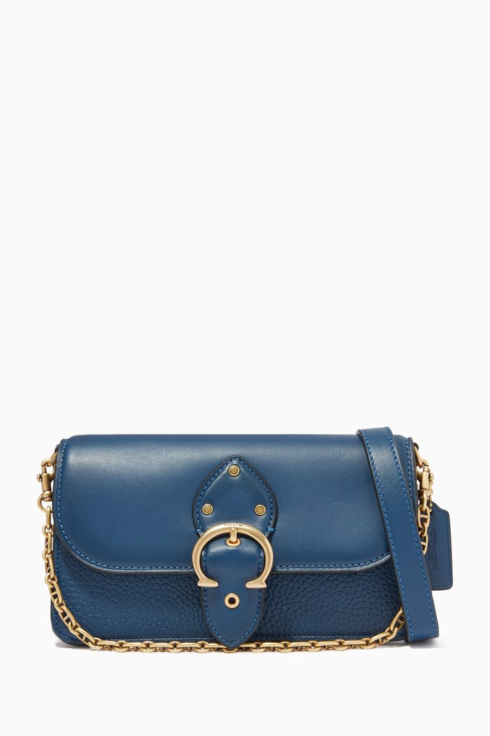 Beat Shoulder Bag 18 in Leather, Blue