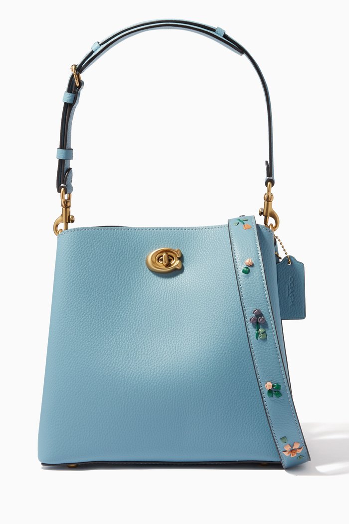 

Willow Bucket Bag in Leather, Blue