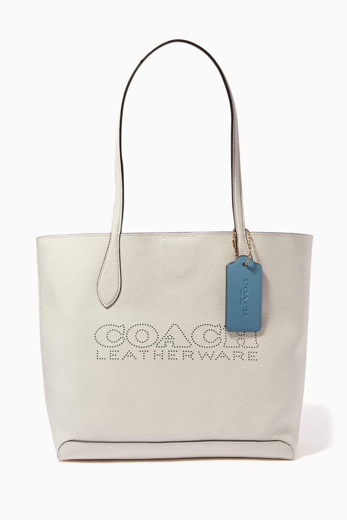 

Kia Colour Block Tote Bag in Grained Leather, White