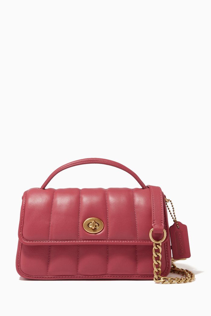 

Turnlock Clutch in Quilted Leather, Red
