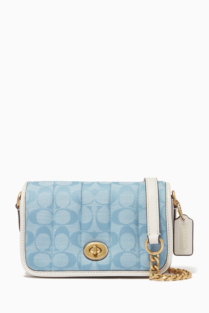 

Dinky 18 Bag in Quilted Signature Chambray, Blue