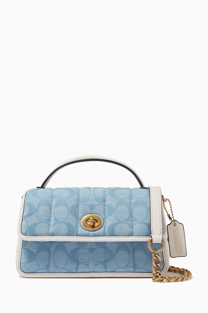 

Turnlock Clutch in Quilted Leather, Blue