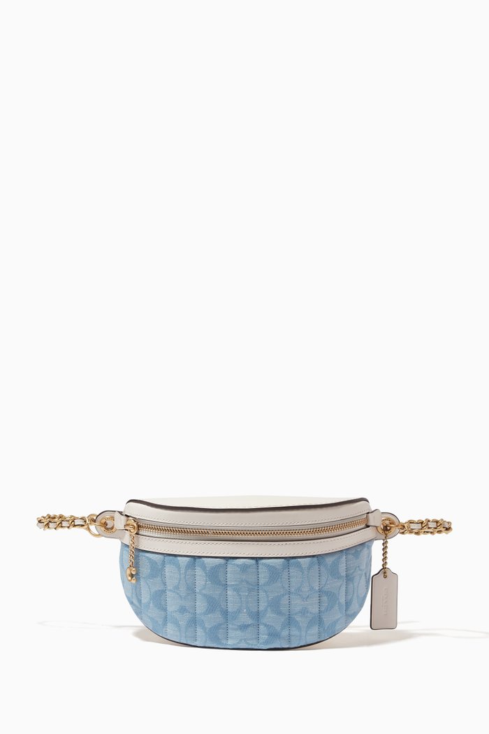

Chain Belt Bag in Quilted Signature Chambray, Blue
