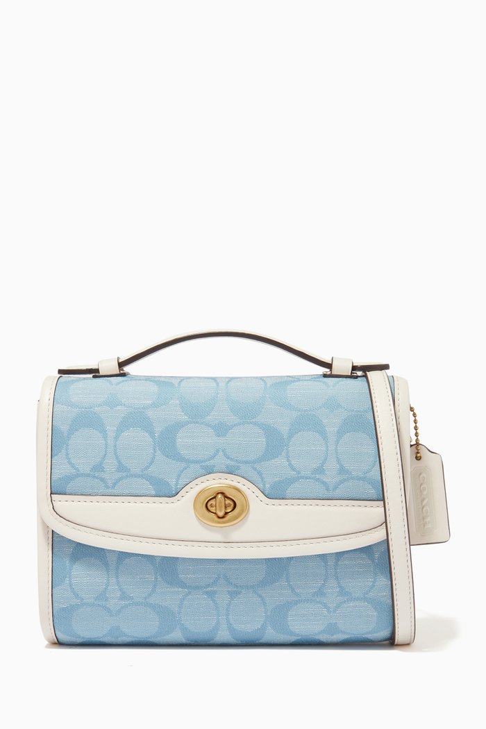 

Kip Turnlock Crossbody Bag in Signature Chambray, Blue