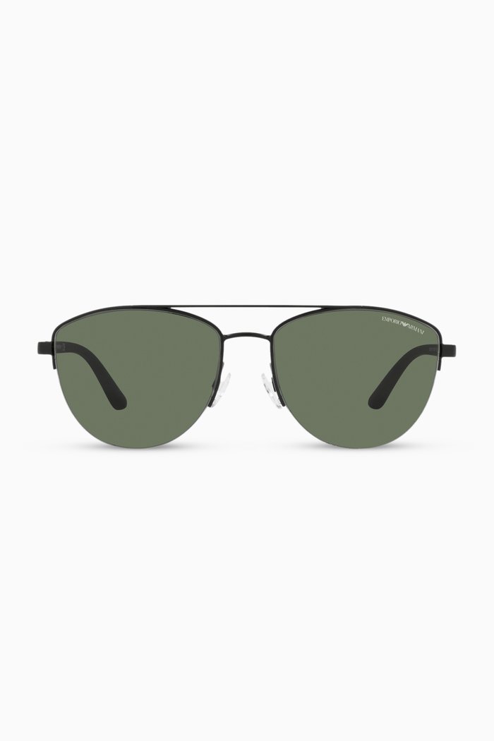 

D Frame Sunglasses in Steel & Acetate, Green