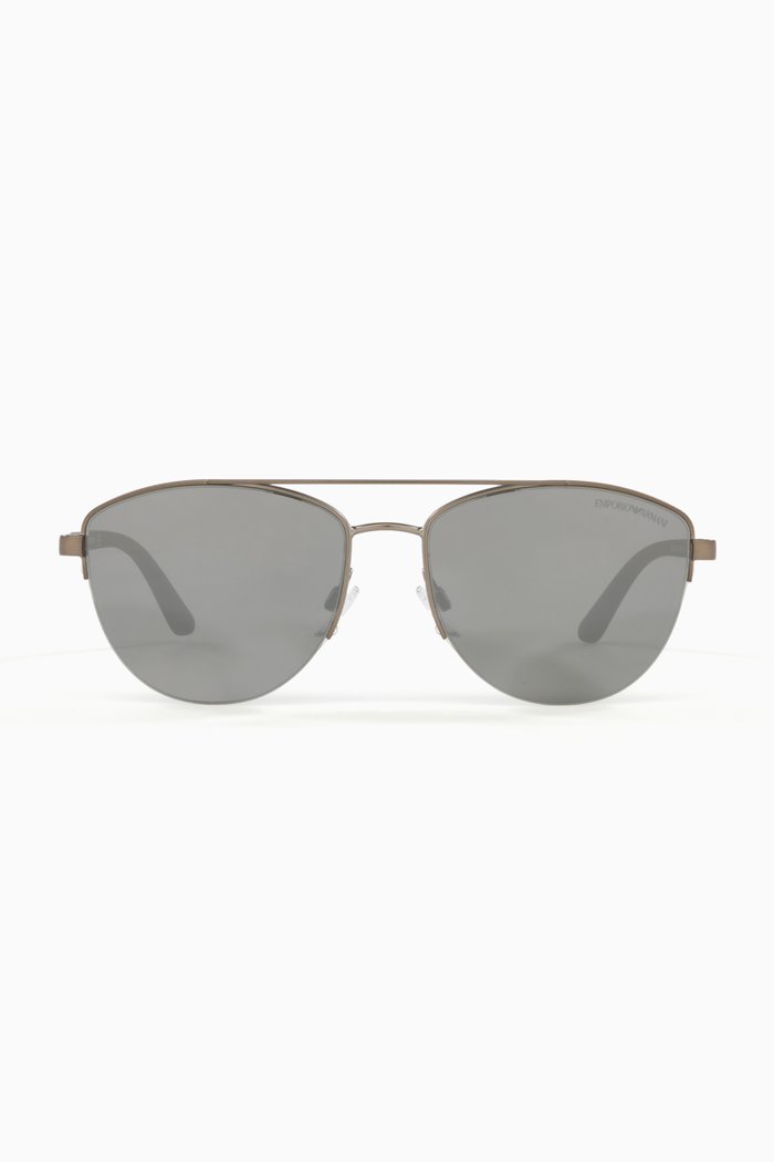 

D Frame Sunglasses in Steel & Acetate, Silver