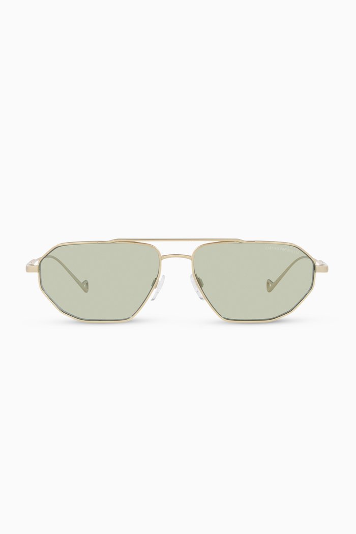 

Aviator Sunglasses in Stainless Steel, Orange