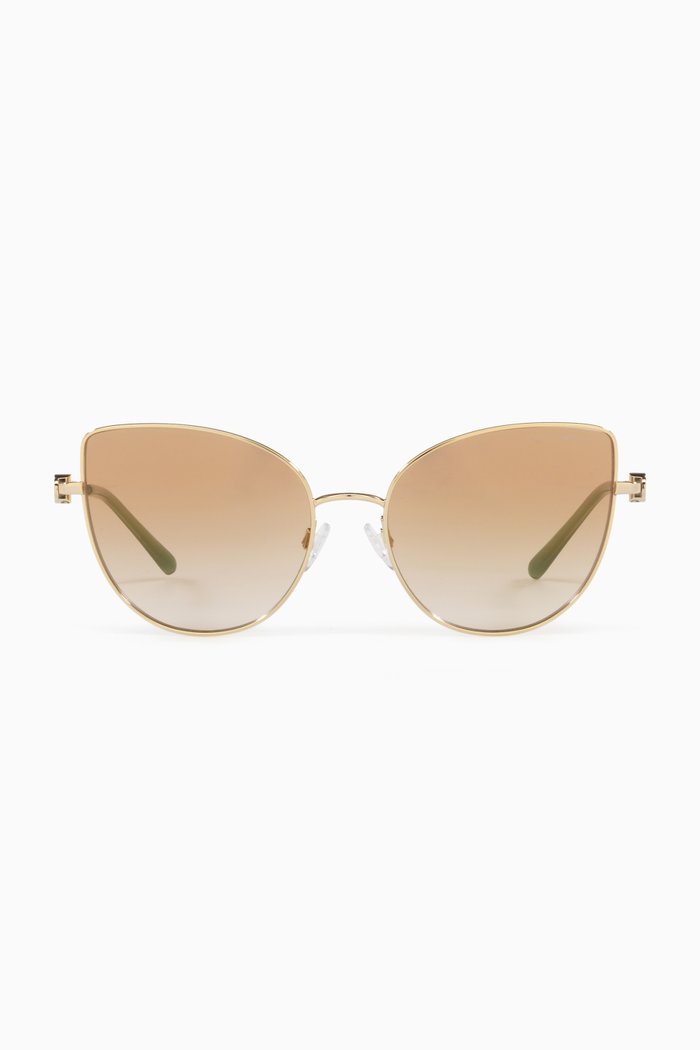 

Cat Eye Oversized Sunglasses in Steel & Acetate, Gold