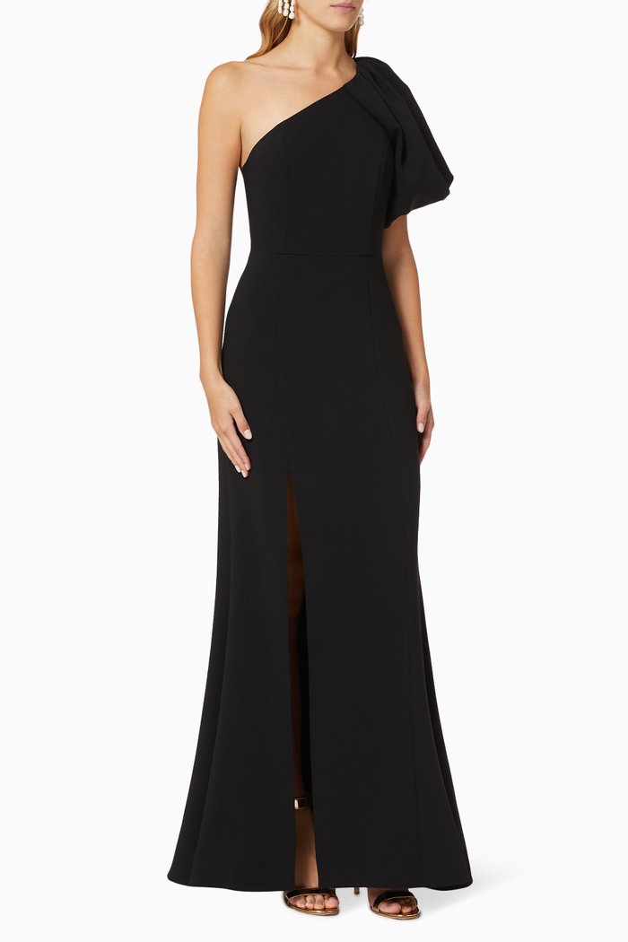 

Captive One-shoulder Gown, Black