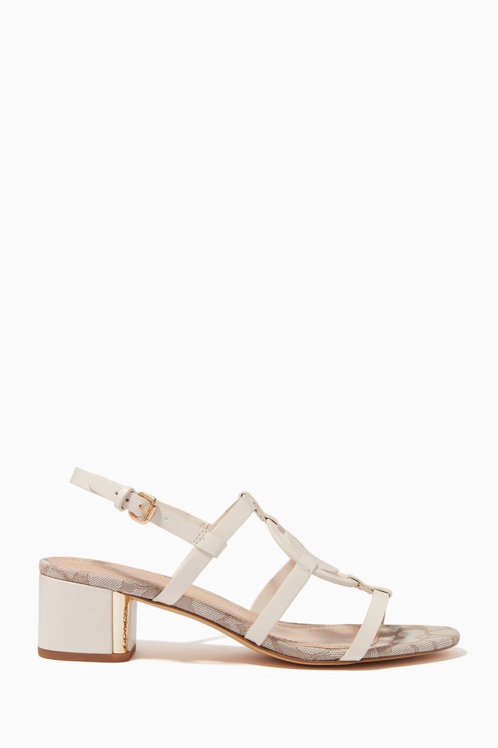 

Edina Sandal in Smooth Leather & Signature Jacquard, White