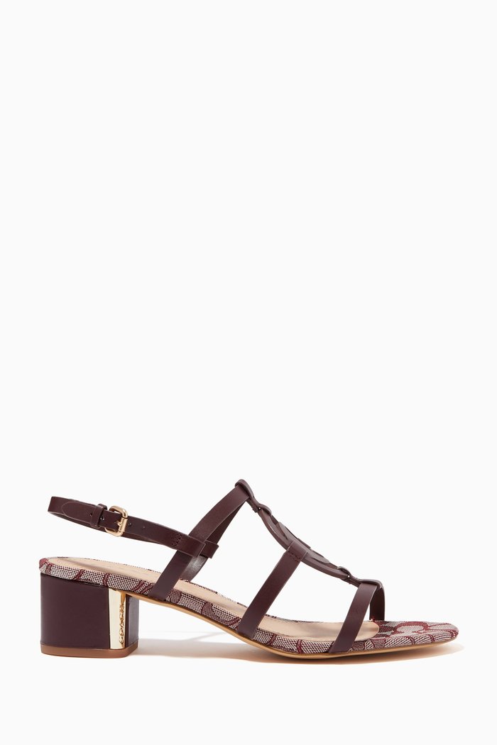 

Edina Sandal in Smooth Leather & Signature Jacquard, Burgundy
