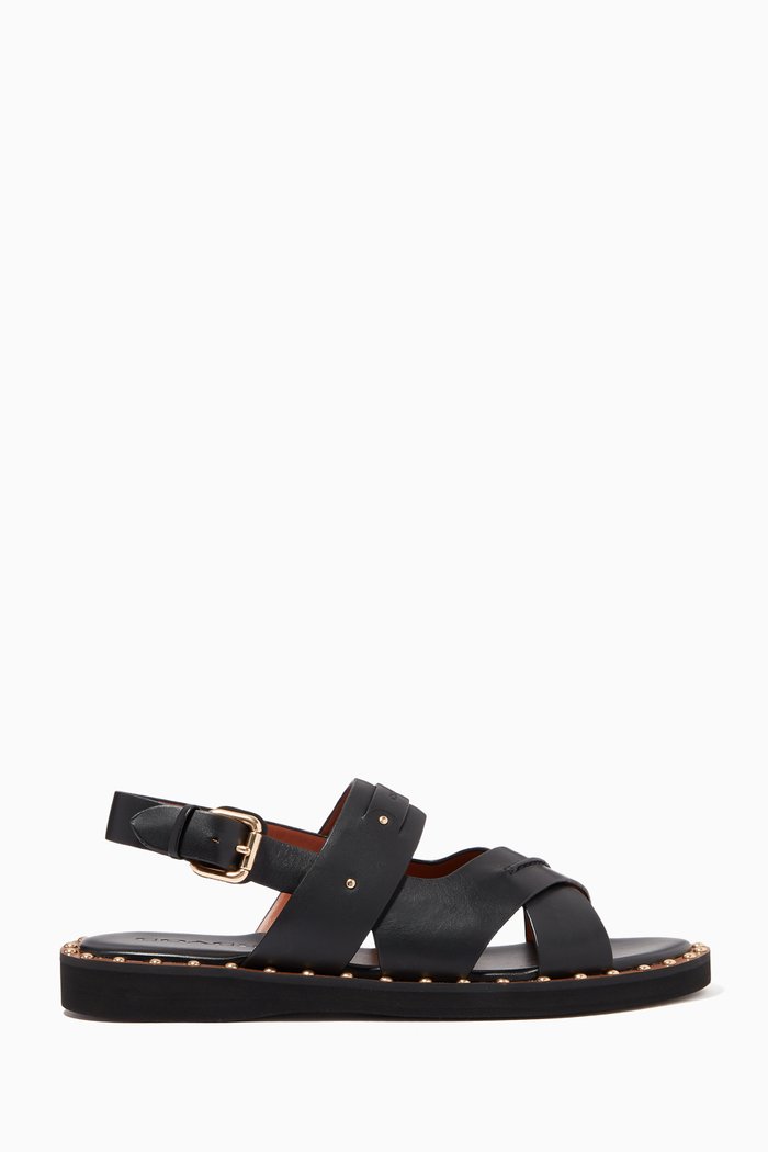 

Gemma Sandals in Smooth Leather, Black