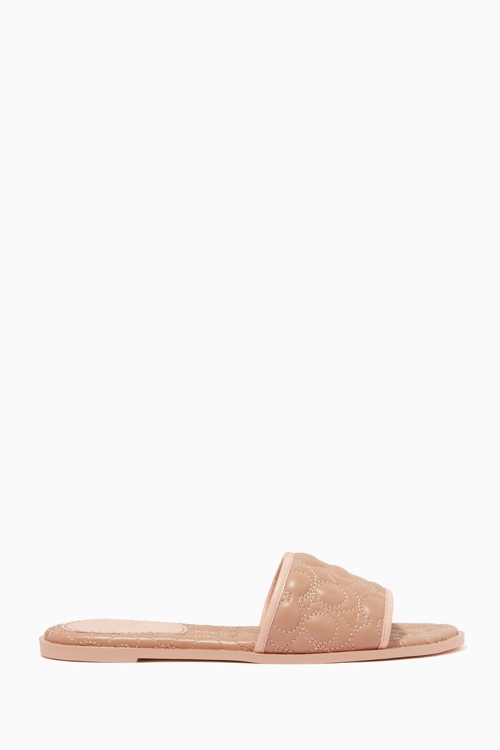 

Olivea Slide Sandals in Topstitch Leather, Neutral