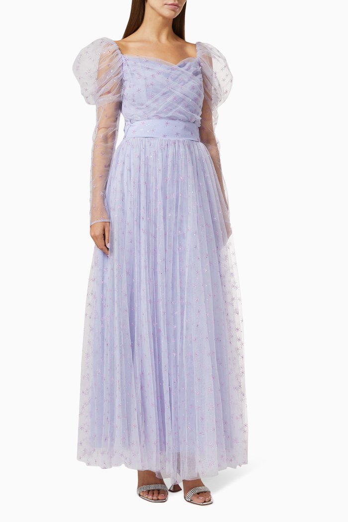 

Draped Puff Gown, Purple