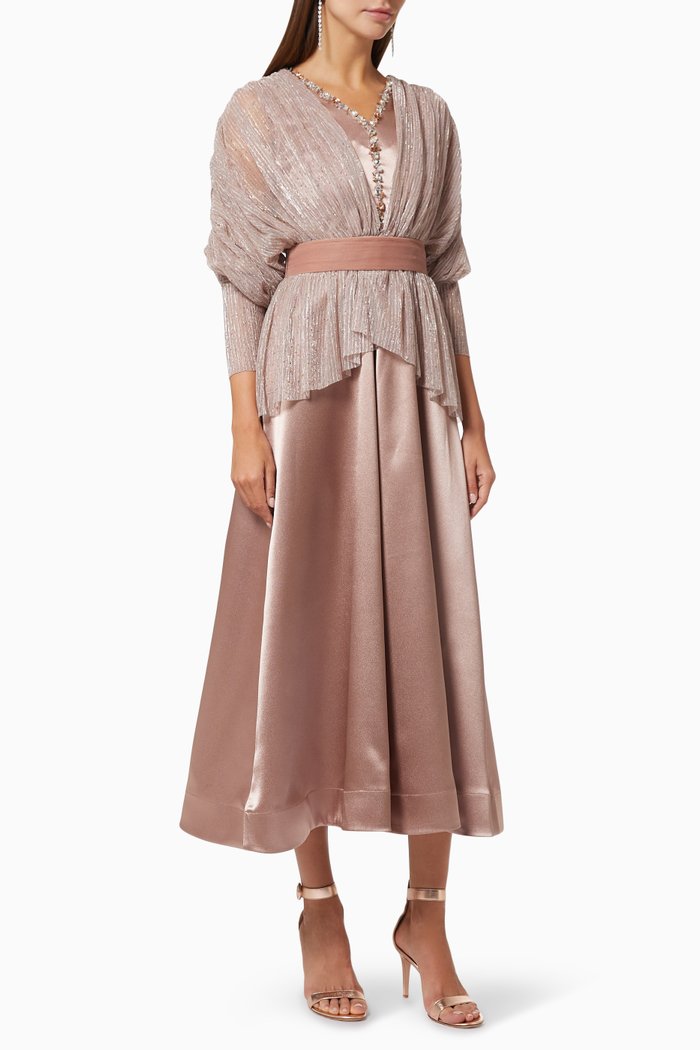 

Embellished Satin Tulle Dress, Pink
