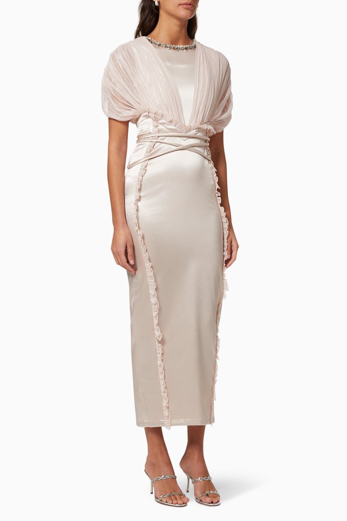 

Satin Chiffon Dress, Pink