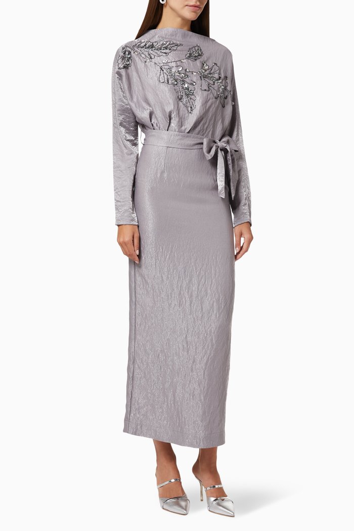 

Shimmer Side Drop Dress, Grey
