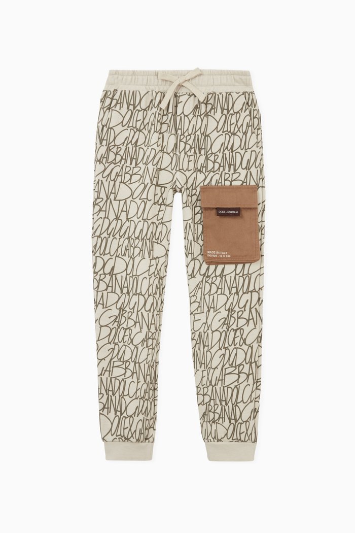 

Jogging Pants with Cargo Pocket in DG-print Cotton Jersey, Neutral