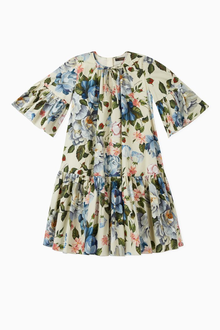 

Kaftan Dress in Floral Cotton Poplin, Multicolour