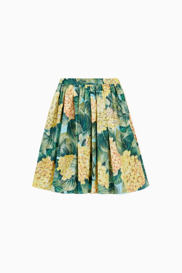 

Midi Circle Skirt in Hydrangea-print Cotton Poplin, Multicolour