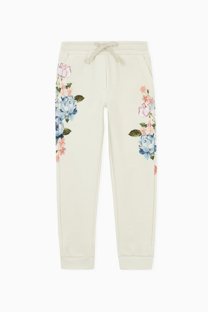 

Jogging Pants with Magnolia Print in Jersey, Neutral