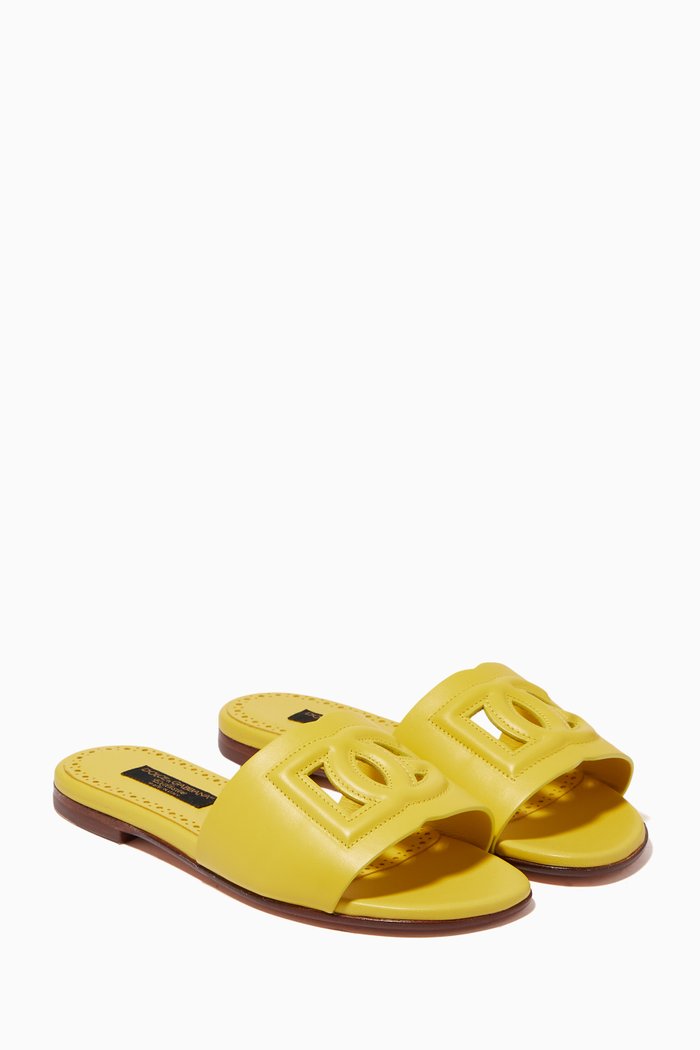 

Sliders with DG Millenials Logo in Leather, Yellow