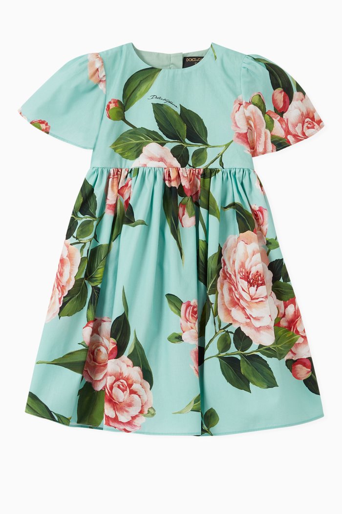Dress in Floral Cotton Poplin, Multicolour