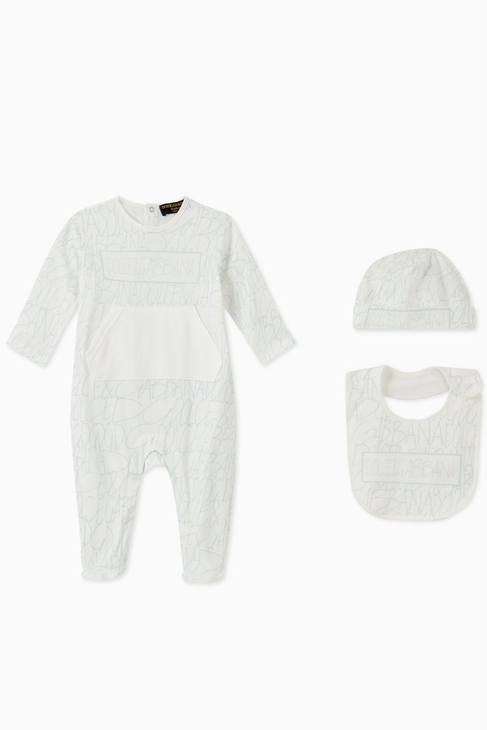 

3-piece Cotton Gift Set with D&G Print, Blue
