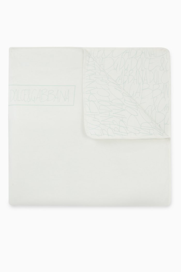 

Reversible Blanket with D&G Print in Cotton Jersey, Blue