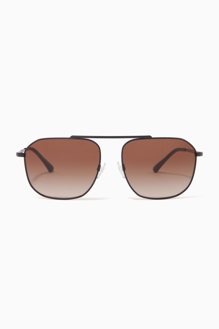 

Rectangular Sunglasses in Metal, Brown