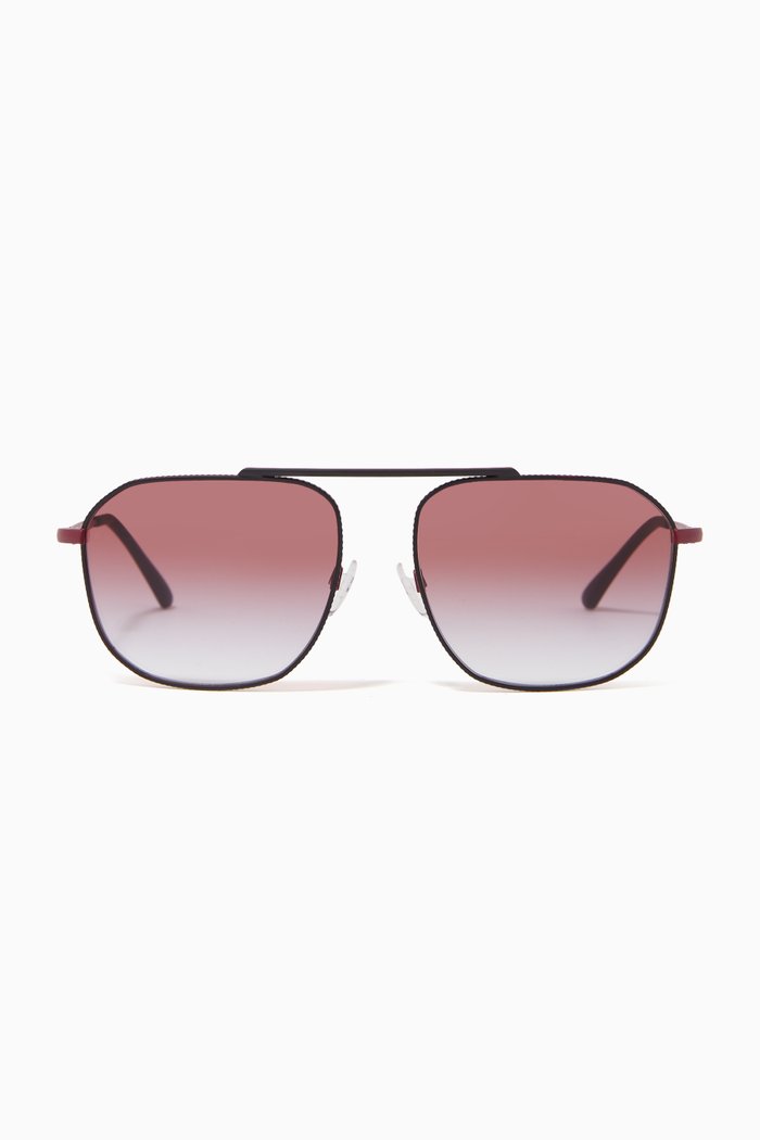 

Rectangular Sunglasses in Metal, Red