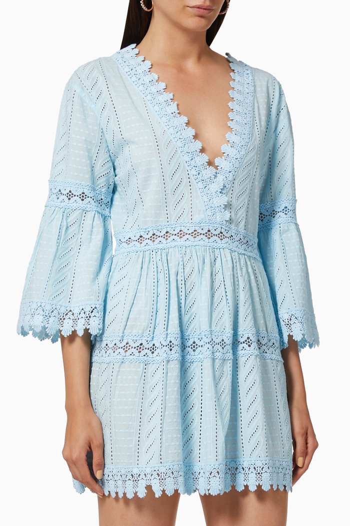 Victoria Embroidered Dress, Blue