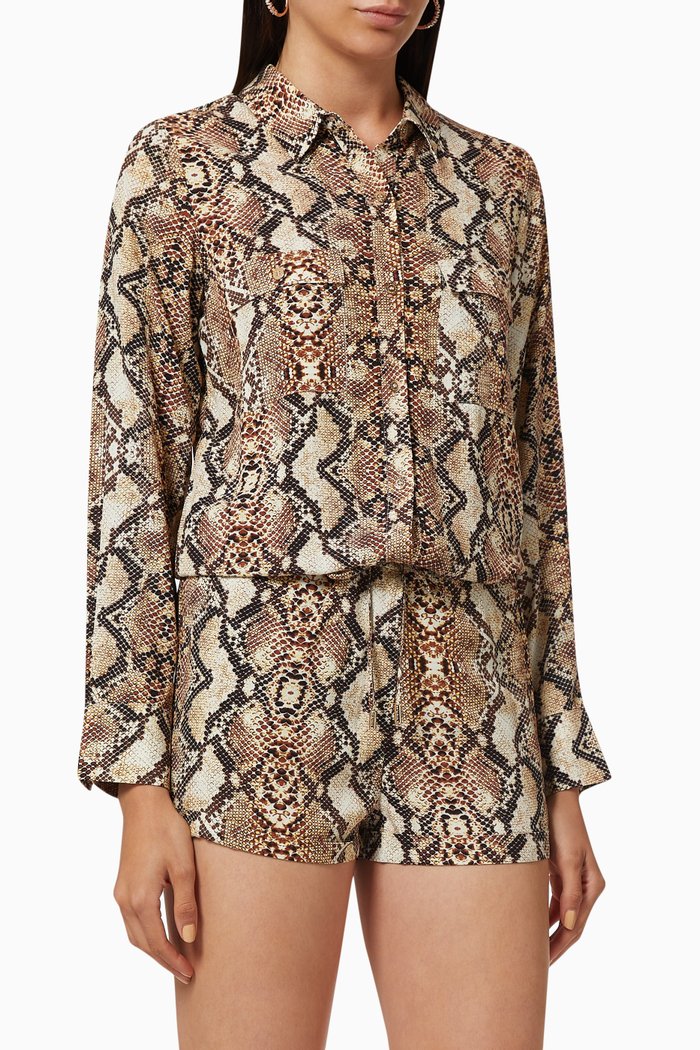 

Chloe Snakeskin Printed Playsuit, Multicolour