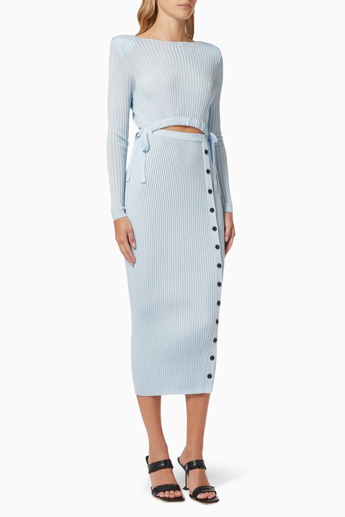 

Ribbed Knit Dress in Viscose, Blue
