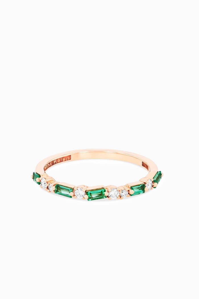 

Fireworks Emerald & Diamond Thin Half Band in 18kt Rose Gold