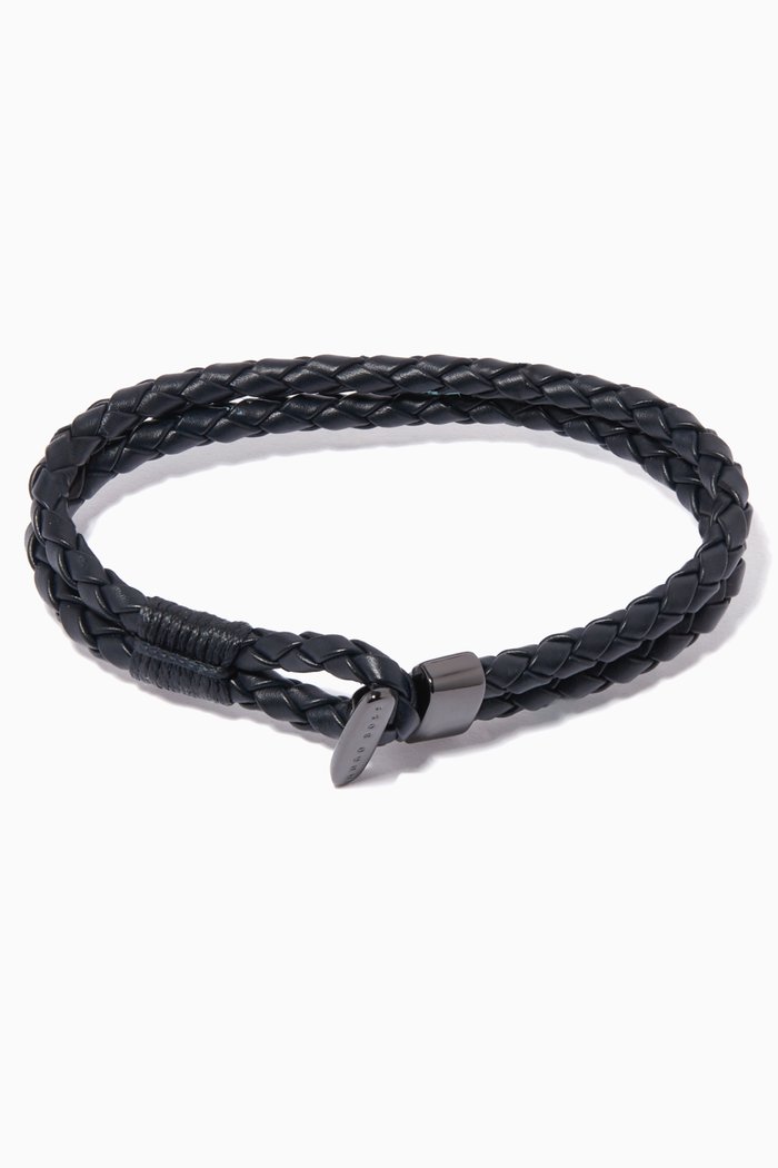 

Beck Braided Bracelet in Leather, Blue
