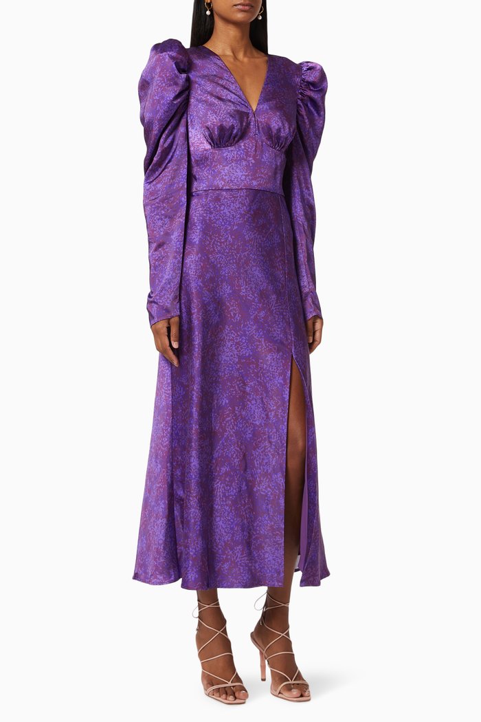 Tonight Midi Dress in Satin, Purple