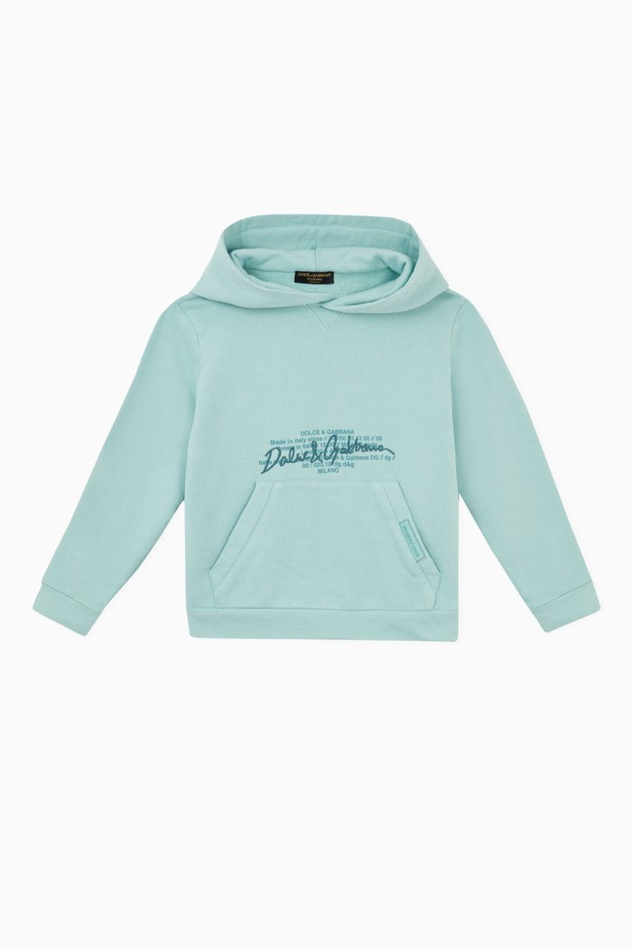 

Hoodie with D&G Signature in Jersey, Blue